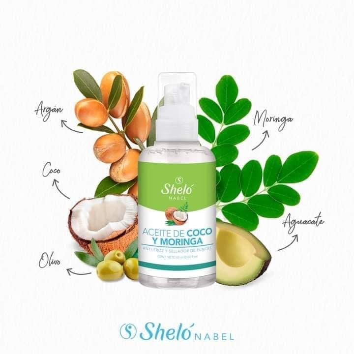 Aceite de moringa y Coco antifrizz and dry hair Shelo NABEL USA